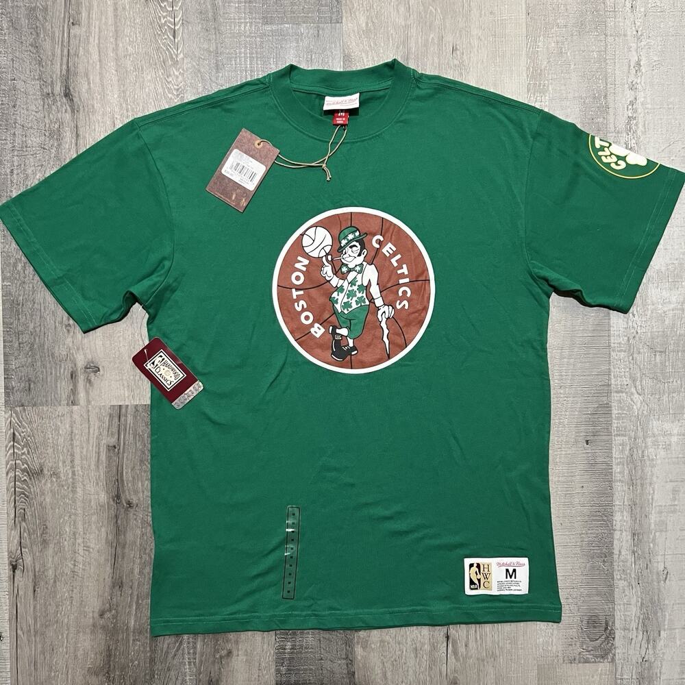 Mitchell Ness Boston Celtics NWT Basketball T Shirt Green NBA Hardwood Classic